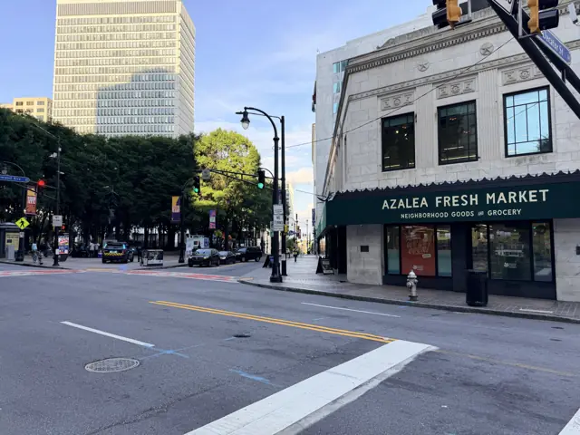 Looking up Peachtree Street from the crossing at Five Points.